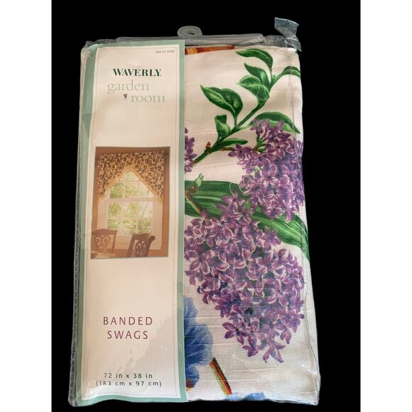 Vintage Waverly Garden Room Floral Manor Fruit Banded Swag Valance 72 x 38 New - Picture 5 of 6